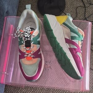 Lucky Step Platform Colorful Color Blocked Fashion Sneakers